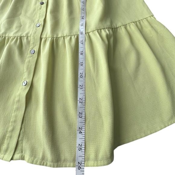She +Sky Lime Green Tiered‎ Babydoll Boho Sleeveless Button Front Blouse Size L - Picture 8 of 8